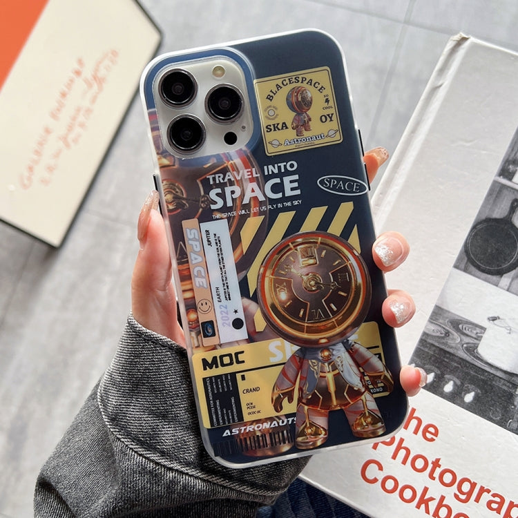 For iPhone 12 Pro Max Dual-side IMD Astronaut Frosted Phone Case(Black Gold) by buy2fix