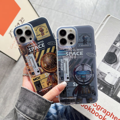 For iPhone 12 Pro Max Dual-side IMD Astronaut Frosted Phone Case(Black Gold) by buy2fix