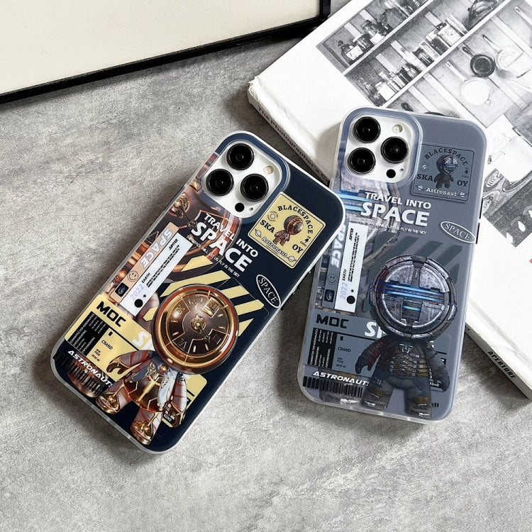 For iPhone 14 Plus Dual-side IMD Astronaut Frosted Phone Case(Black Gold) - iPhone 14 Plus Cases by buy2fix | Online Shopping UK | buy2fix