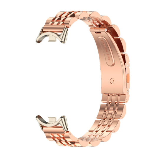 For Xiaomi Smart Band 10 / 9 / 8 Mijobs Seven Bead Stainless Steel Watch Band(Rose Gold+Light Gold) by MIJOBS