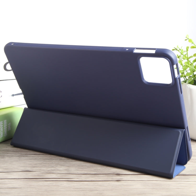 For Xiaomi Pad 6 / Pad 6 Pro Three-fold Holder Flip Tablet Leather Case(Dark Blue) -  by buy2fix | Online Shopping UK | buy2fix