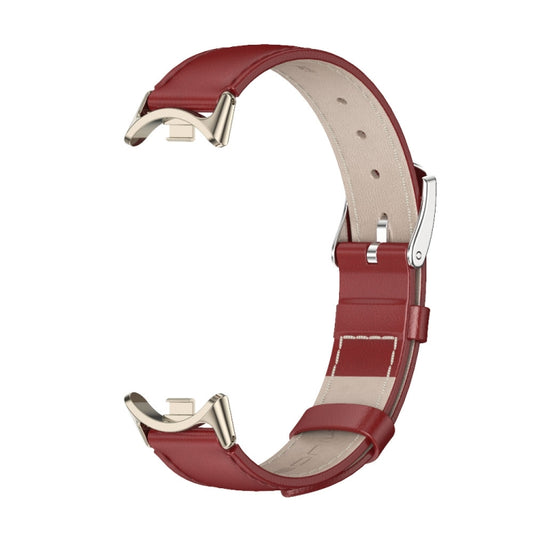 For Xiaomi Smart Band 10 / 9 / 8 Mijobs Genuine Leather Watch Band(Red Light Gold) by MIJOBS