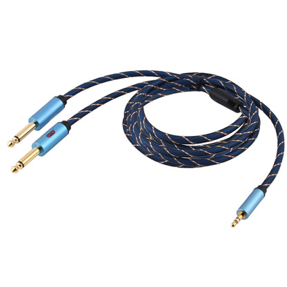 EMK 3.5mm Jack Male to 2 x 6.35mm Jack Male Gold Plated Connector Nylon Braid AUX Cable for Computer / X-BOX / PS3 / CD / DVD, Cable Length:3m(Dark Blue) -  by EMK | Online Shopping UK | buy2fix