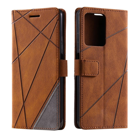 For Redmi Note 12 Pro 5G Global Skin Feel Splicing Leather Phone Case(Brown) by buy2fix