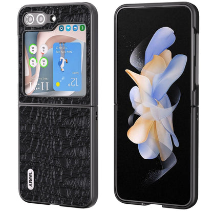 For Samsung Galaxy Z Flip5 ABEEL Genuine Leather Sky Series Black Edge Phone Case(Black) - Galaxy Z Flip5 Cases by buy2fix | Online Shopping UK | buy2fix