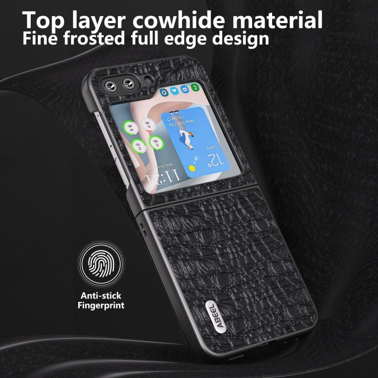 For Samsung Galaxy Z Flip5 ABEEL Genuine Leather Sky Series Black Edge Phone Case(Black) - Galaxy Z Flip5 Cases by buy2fix | Online Shopping UK | buy2fix