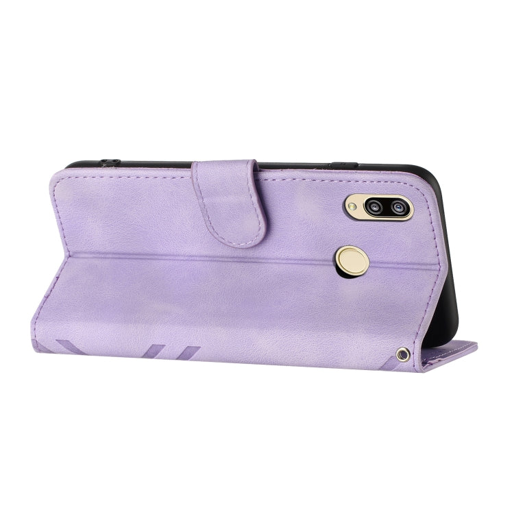 For Huawei Y6 2019 Line Pattern Skin Feel Leather Phone Case(Light Purple) - Huawei Cases by buy2fix | Online Shopping UK | buy2fix