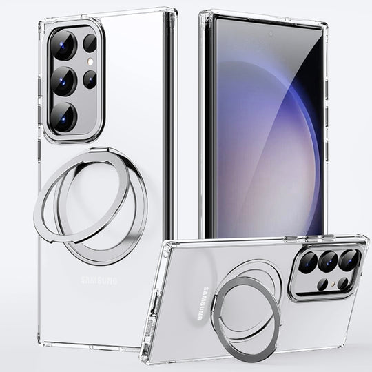For Samsung Galaxy S23 Ultra 5G 360 Rotating MagSafe Magnetic Skin Feel Phone Case(Silver)