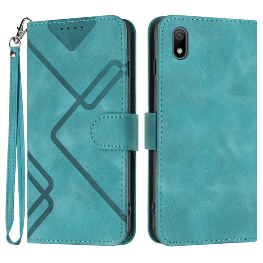 For Honor 8S Line Pattern Skin Feel Leather Phone Case(Light Blue) - Honor Cases by buy2fix | Online Shopping UK | buy2fix