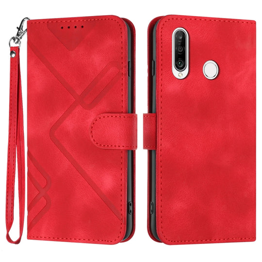 For Honor 20S Russia /20 lite Russia  Line Pattern Skin Feel Leather Phone Case(Red)
