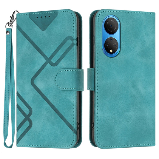 For Honor X7 4G/Play 30 Plus Line Pattern Skin Feel Leather Phone Case(Light Blue) - Honor Cases by buy2fix | Online Shopping UK | buy2fix