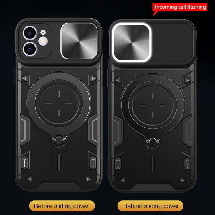 For iPhone 12 CD Texture Sliding Camshield Magnetic Holder Phone Case(Silver) by buy2fix