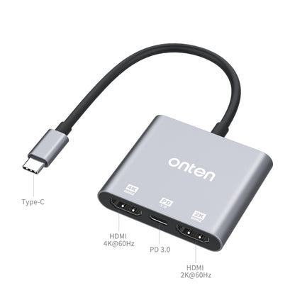 Onten 9175S 3 in 1 USB-C / Type-C to HDMI Adapter(Grey) - Cable & Adapters by Onten | Online Shopping UK | buy2fix