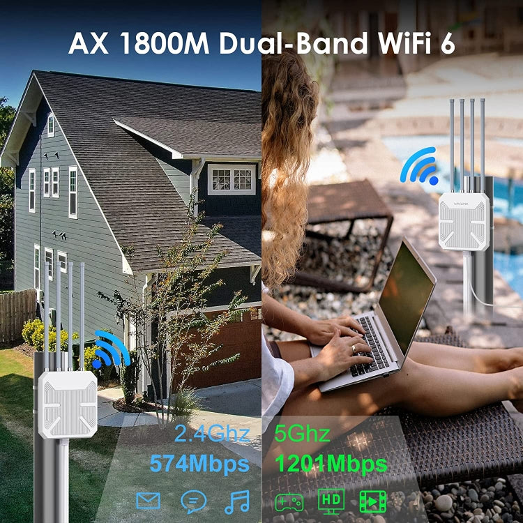 Wavlink WN573HX1 WiFi 6 AX1800 Dual Band Long Range Outdoor WiFi Extender(US Plug) - Broadband Amplifiers by buy2fix | Online Shopping UK | buy2fix