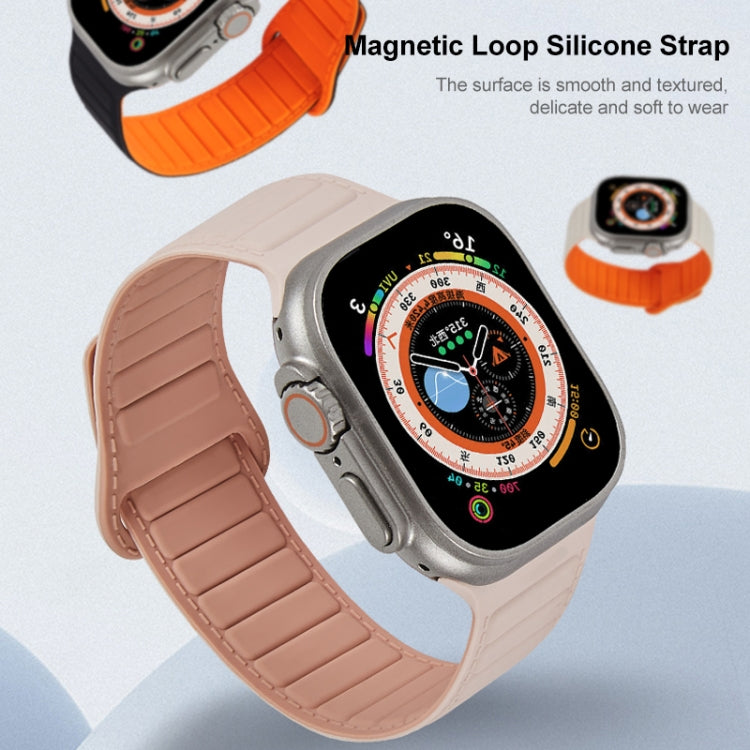 For Apple Watch 8 45mm Loop Magnetic Silicone Watch Band(Starlight Orange) by buy2fix