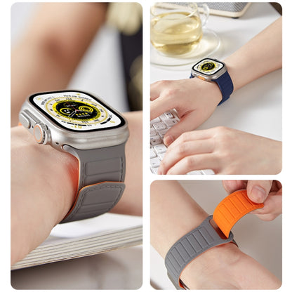 For Apple Watch 8 45mm Loop Magnetic Silicone Watch Band(Starlight Orange) by buy2fix