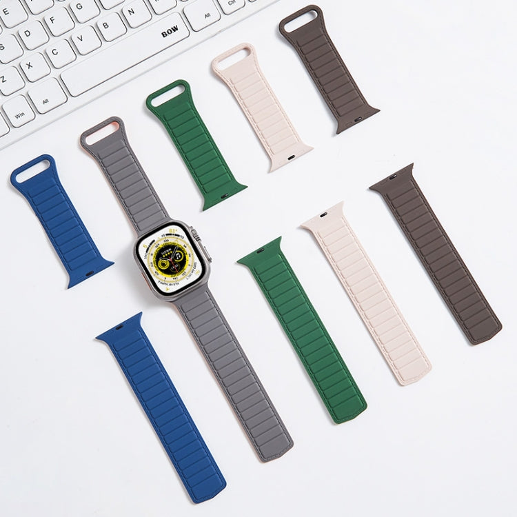For Apple Watch 8 45mm Loop Magnetic Silicone Watch Band(Starlight Orange) by buy2fix