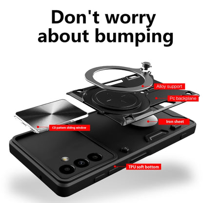 For Samsung Galaxy A24 4G CD Texture Sliding Camshield Magnetic Holder Phone Case(Blue) by buy2fix