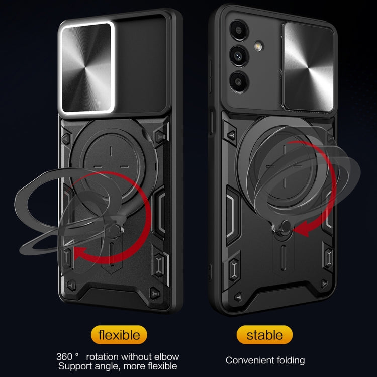 For Samsung Galaxy A24 4G CD Texture Sliding Camshield Magnetic Holder Phone Case(Blue) by buy2fix