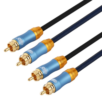 EMK 2 x RCA Male to 2 x RCA Male Gold Plated Connector Nylon Braid Coaxial Audio Cable for TV / Amplifier / Home Theater / DVD, Cable Length:5m(Dark Blue) - Audio Optical Cables by EMK | Online Shopping UK | buy2fix