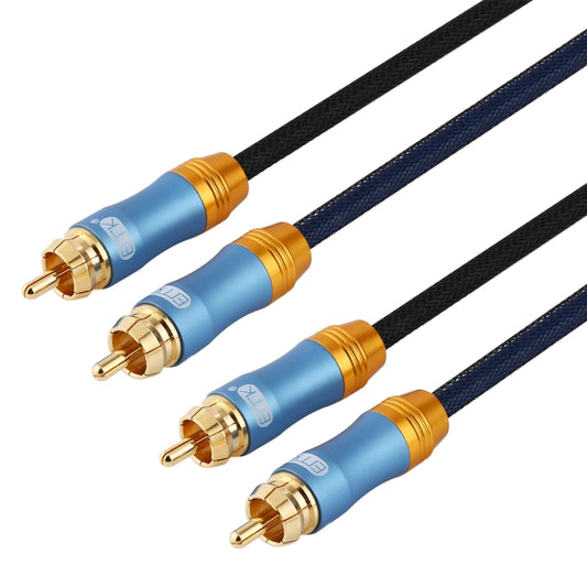 EMK 2 x RCA Male to 2 x RCA Male Gold Plated Connector Nylon Braid Coaxial Audio Cable for TV / Amplifier / Home Theater / DVD, Cable Length:5m(Dark Blue) by EMK