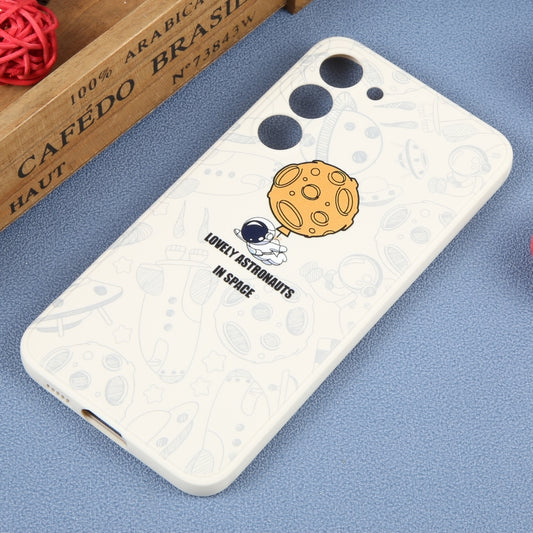 For Samsung Galaxy S21 Ultra 5G Astronaut Pattern Silicone Straight Edge Phone Case(Lovely Astronaut-White) by buy2fix