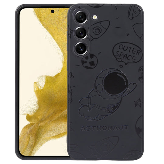 For Samsung Galaxy S20 Astronaut Pattern Silicone Straight Edge Phone Case(Flying Astronaut-Black)