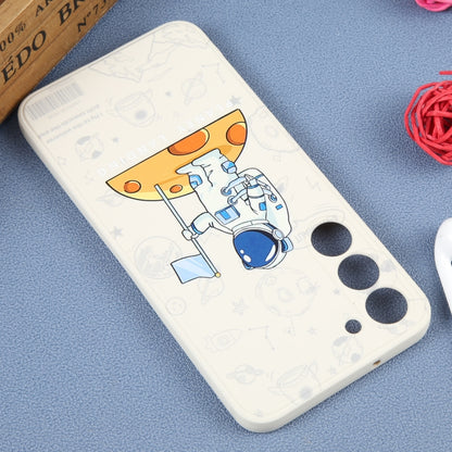 For Samsung Galaxy S20 FE Astronaut Pattern Silicone Straight Edge Phone Case(Planet Landing-White) by buy2fix