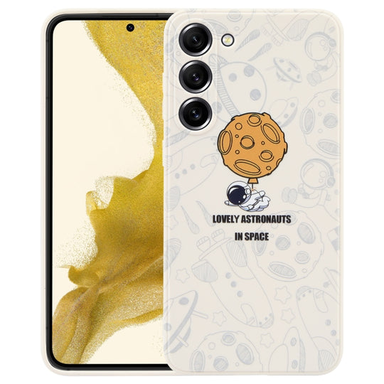 For Samsung Galaxy S10+ Astronaut Pattern Silicone Straight Edge Phone Case(Lovely Astronaut-White)