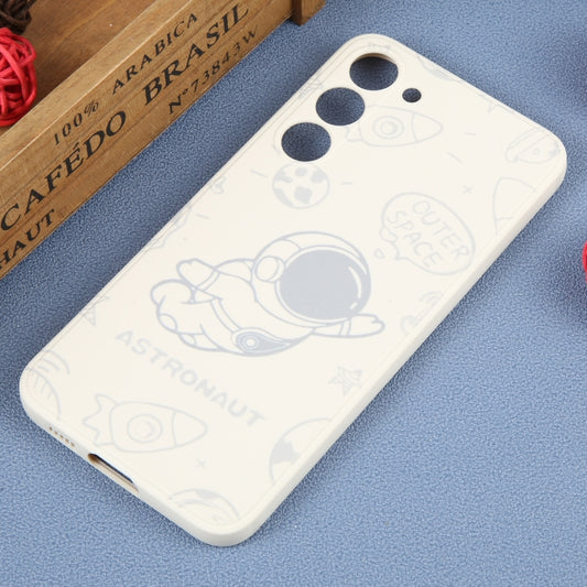 For Samsung Galaxy A23 4G Astronaut Pattern Silicone Straight Edge Phone Case(Flying Astronaut-White) by buy2fix
