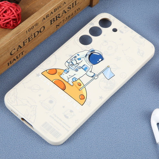 For Samsung Galaxy A22 4G Astronaut Pattern Silicone Straight Edge Phone Case(Planet Landing-White) by buy2fix