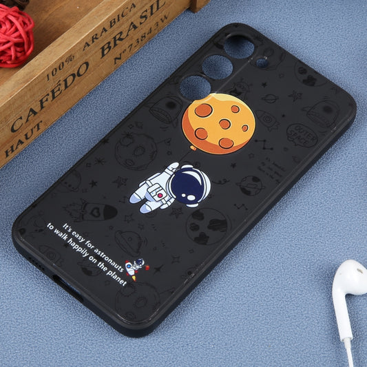 For Samsung Galaxy A02 Astronaut Pattern Silicone Straight Edge Phone Case(Planet Landing-Black) by buy2fix
