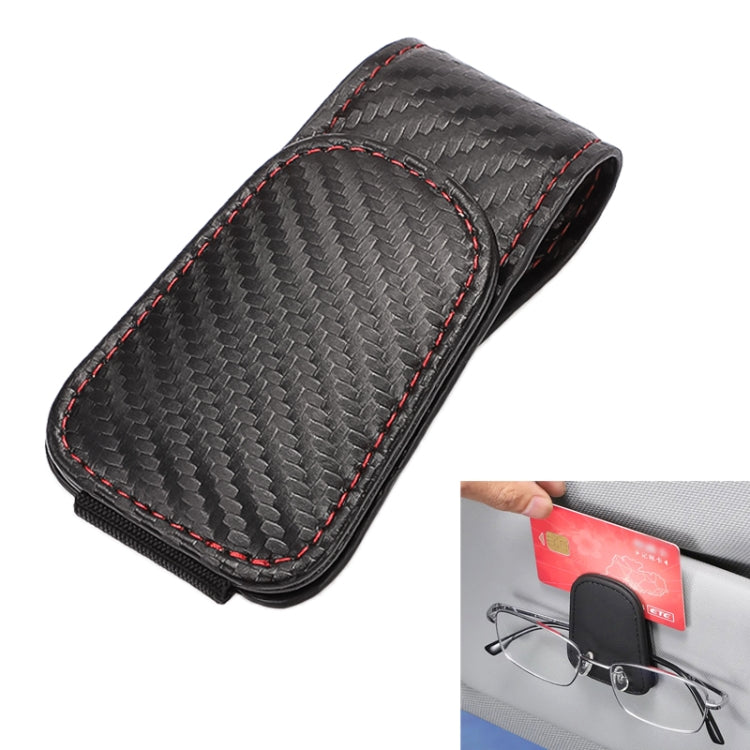 Car Sun Visor Glasses Holder Multifunctional Card Clip Storage Rack(Black Carbon Fiber) by buy2fix