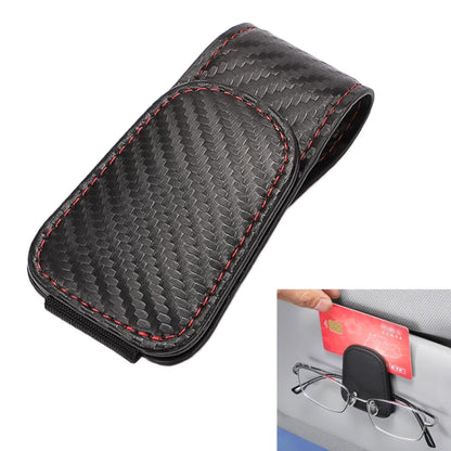 Car Sun Visor Glasses Holder Multifunctional Card Clip Storage Rack(Black Carbon Fiber) by buy2fix