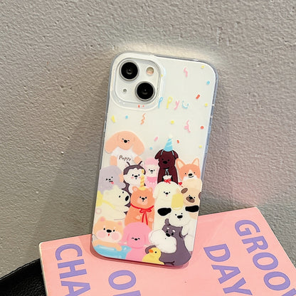 For iPhone 12 IMD Cute Animal Pattern Phone Case(Dog) - iPhone 12 / 12 Pro Cases by buy2fix | Online Shopping UK | buy2fix