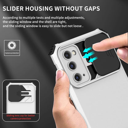 For Samsung Galaxy S20 FE Stereoscopic Holder Sliding Camshield Phone Case(White) - Galaxy S20 FE Cases by buy2fix | Online Shopping UK | buy2fix