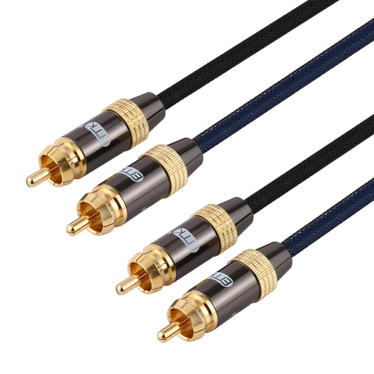 EMK 2 x RCA Male to 2 x RCA Male Gold Plated Connector Nylon Braid Coaxial Audio Cable for TV / Amplifier / Home Theater / DVD, Cable Length:1.5m(Black) by EMK