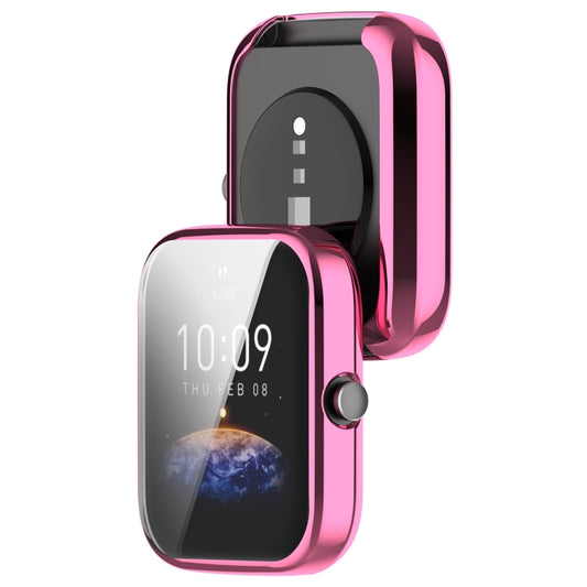 For Amazfit Bip 3 / Bip 3 Pro Universal Full Coverage TPU Electroplating Watch Protective Case(Pink) by buy2fix