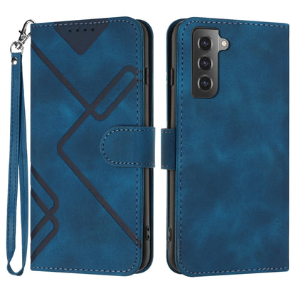 For Samsung Galaxy S22 5G Line Pattern Skin Feel Leather Phone Case(Royal Blue) - Galaxy S22 5G Cases by buy2fix | Online Shopping UK | buy2fix