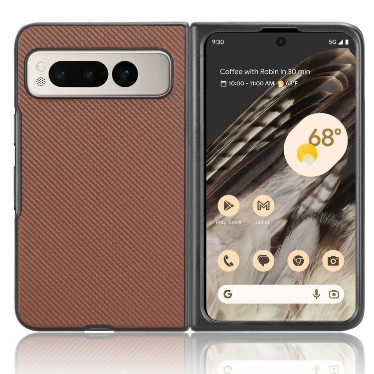 For Google Pixel Fold PU Leather PC Phone Case(Brown) by buy2fix