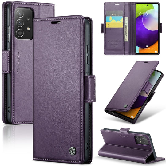 For Samsung Galaxy A52/A52s 5G CaseMe 023 Butterfly Buckle Litchi Texture RFID Anti-theft Leather Phone Case(Pearly Purple)