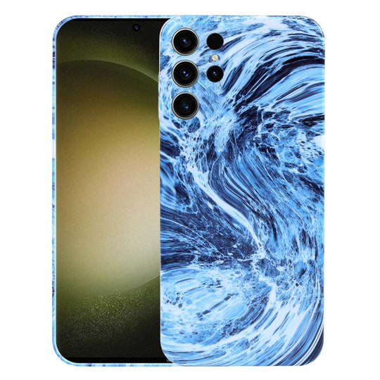 Pour Samsung Galaxy S23 Ultra 5G Coque de téléphone à motif marbre (bleu marine blanc)