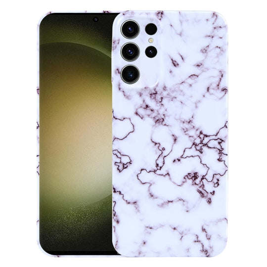 Pour Samsung Galaxy S23 Ultra 5G Coque de téléphone à motif marbre (rouge blanc)