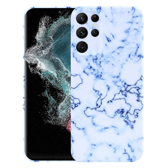 Pour Samsung Galaxy S22 Ultra 5G Étui de téléphone à motif de marbre (bleu blanc)