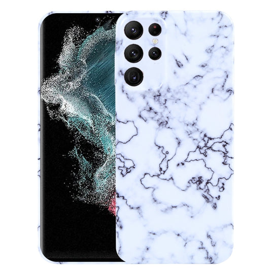 Pour Samsung Galaxy S22 Ultra 5G Étui de téléphone à motif de marbre (vert blanc)