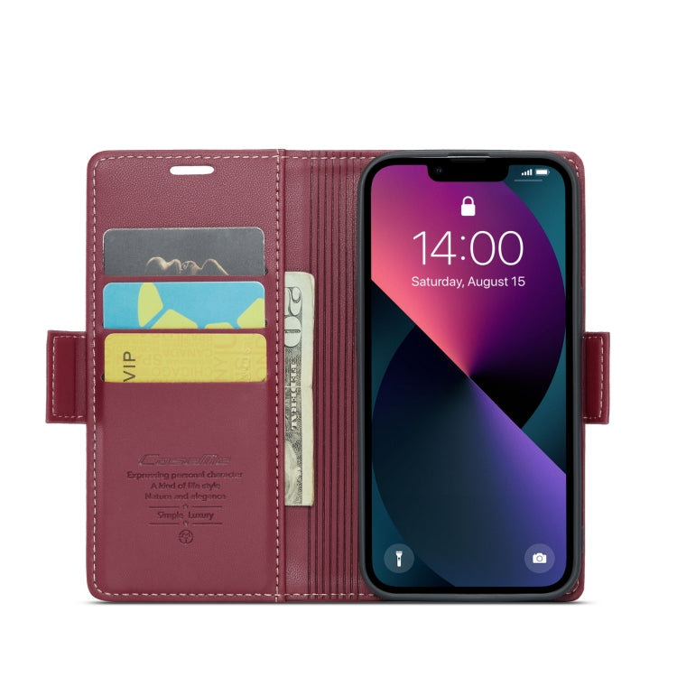 For iPhone 14 CaseMe 023 Butterfly Buckle Litchi Texture RFID Anti-theft Leather Phone Case(Wine Red) - iPhone 14 Cases by CaseMe | Online Shopping UK | buy2fix