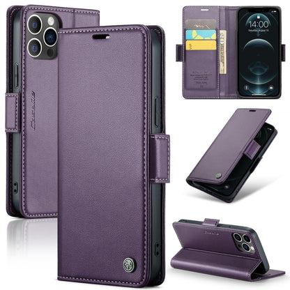 For iPhone 12 Pro Max CaseMe 023 Butterfly Buckle Litchi Texture RFID Anti-theft Leather Phone Case(Pearly Purple) - iPhone 12 Pro Max Cases by CaseMe | Online Shopping UK | buy2fix