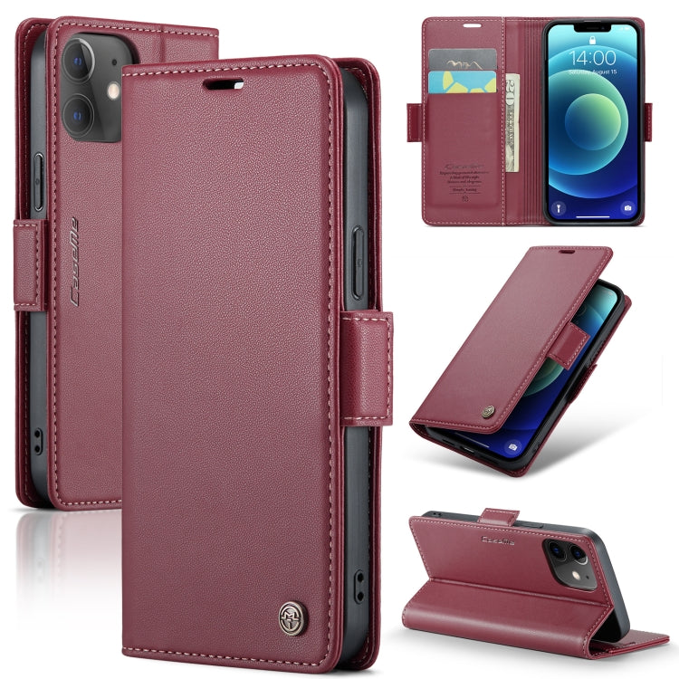 For iPhone 12 mini CaseMe 023 Butterfly Buckle Litchi Texture RFID Anti-theft Leather Phone Case(Wine Red) - iPhone 12 mini Cases by CaseMe | Online Shopping UK | buy2fix