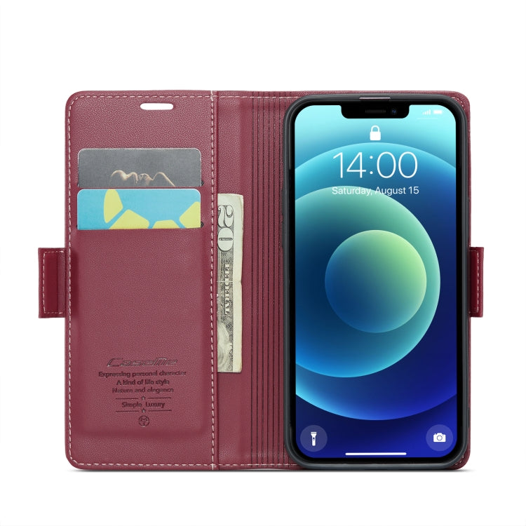 For iPhone 12 mini CaseMe 023 Butterfly Buckle Litchi Texture RFID Anti-theft Leather Phone Case(Wine Red) - iPhone 12 mini Cases by CaseMe | Online Shopping UK | buy2fix