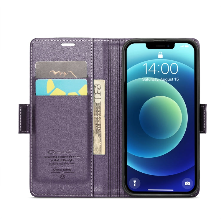 For iPhone 12 mini CaseMe 023 Butterfly Buckle Litchi Texture RFID Anti-theft Leather Phone Case(Pearly Purple) - iPhone 12 mini Cases by CaseMe | Online Shopping UK | buy2fix